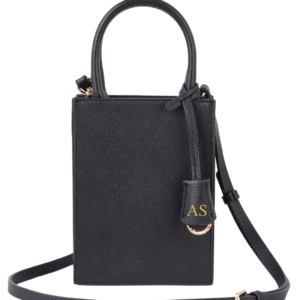 Black Genuine Leather Mini Tote Bag