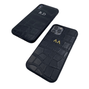 Black Croco Faux Leather Phone Case