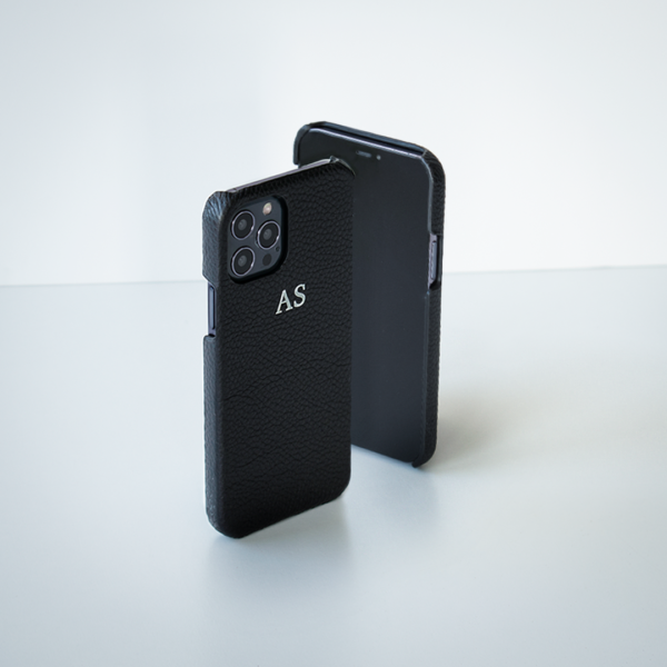 Black Genuine Leather Phone Case | Black, Beige & Green - Image 3
