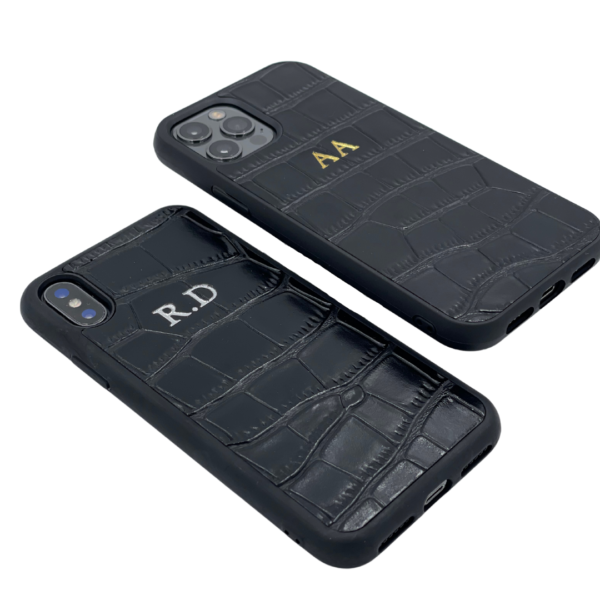 Black Croco Faux Leather Phone Case - Image 7