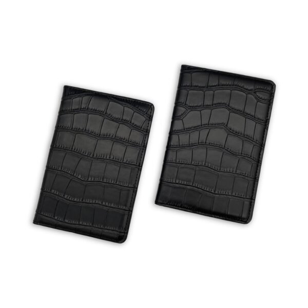 Black Croc Leather Luggage Tag & Passport Holder | Travel Essentials - Image 6