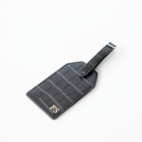Black Croc Leather Luggage Tag & Passport Holder | Travel Essentials - Image 4