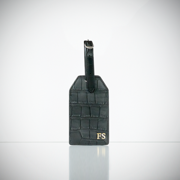 Black Croc Leather Luggage Tag & Passport Holder | Travel Essentials - Image 3