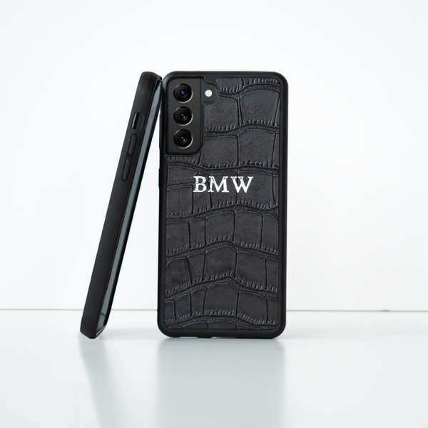 Black Croco Vegan Leather Gift Set | Phone Case & Card Holder iPhone and Samsung models available - Image 2