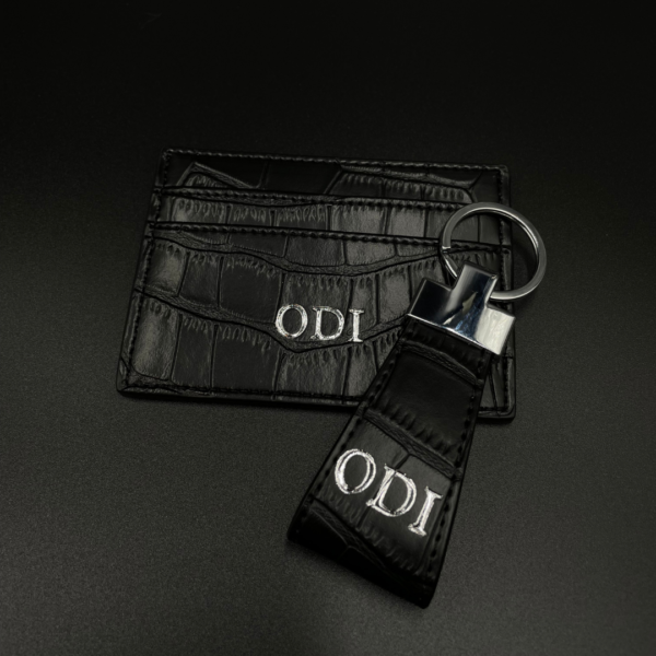 Black Croc Faux Leather Gift Set | Key Holder & Card Holder - Image 2