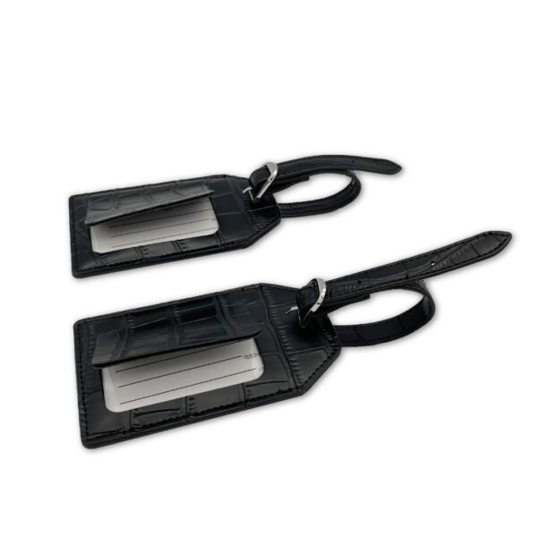 Black Croc Leather Luggage Tag & Passport Holder | Travel Essentials - Image 7