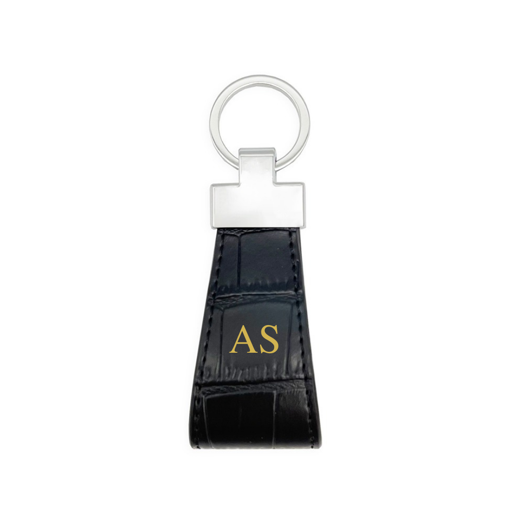 Black Croc Leather Key Holder - Image 2
